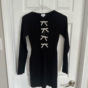 Rhinestone bow black dress